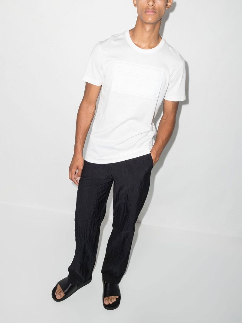 White Embossed Logo Cotton T-shirt