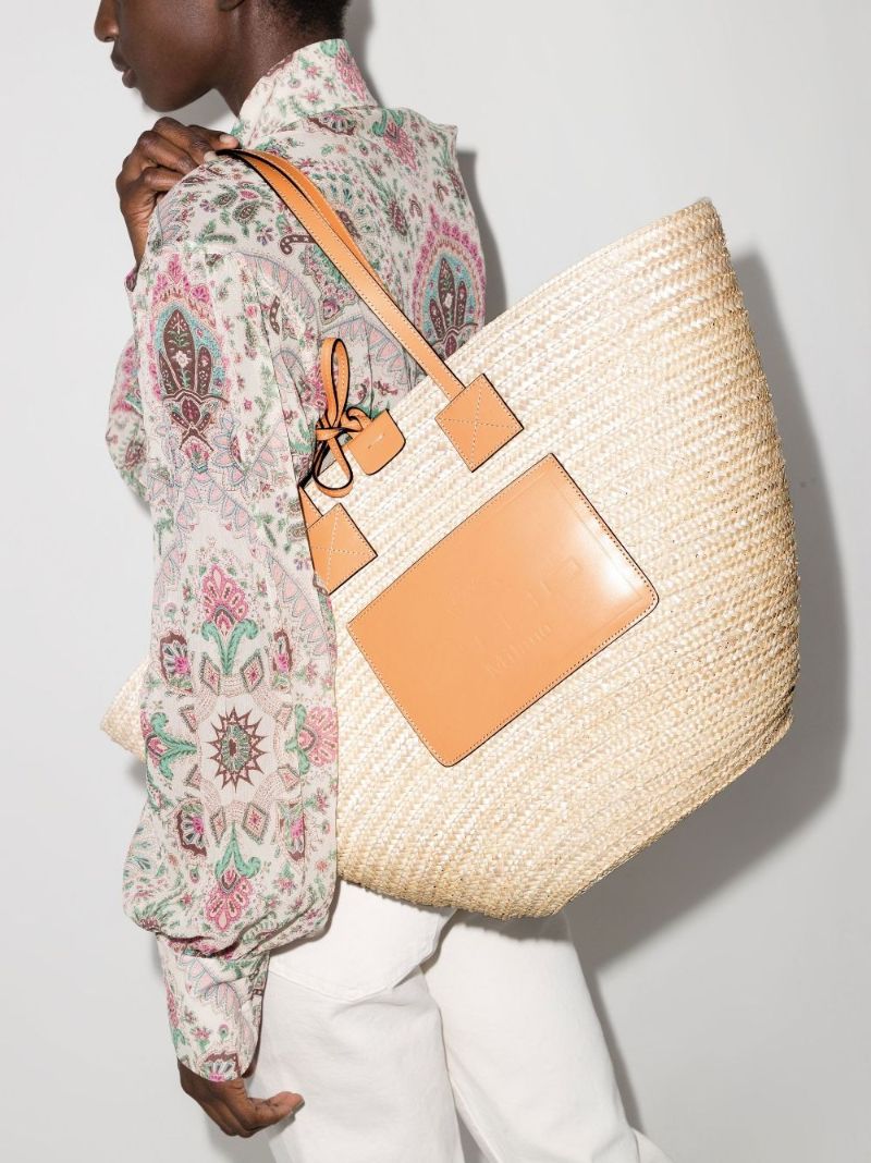 Neutral Beach Raffia Tote Bag