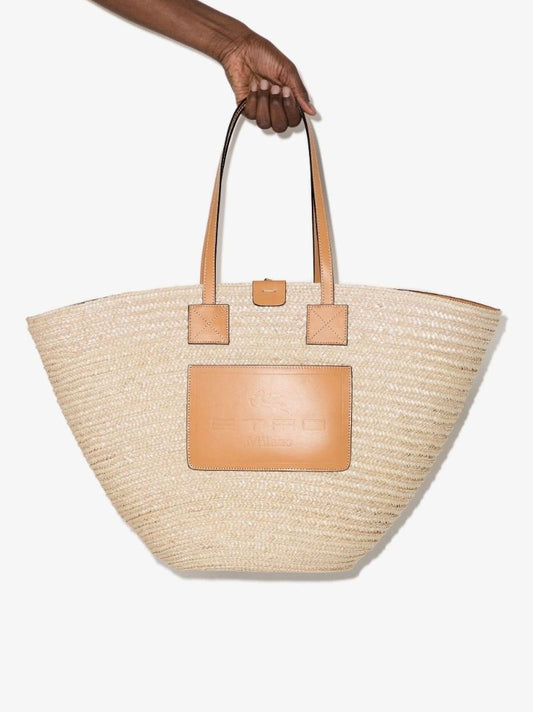 Neutral Beach Raffia Tote Bag
