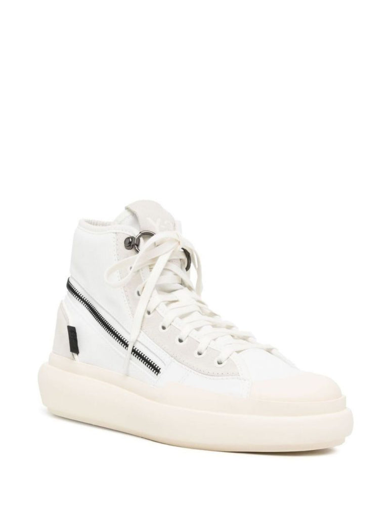 Grey Ajatu Court Zip High Top Leather Sneakers