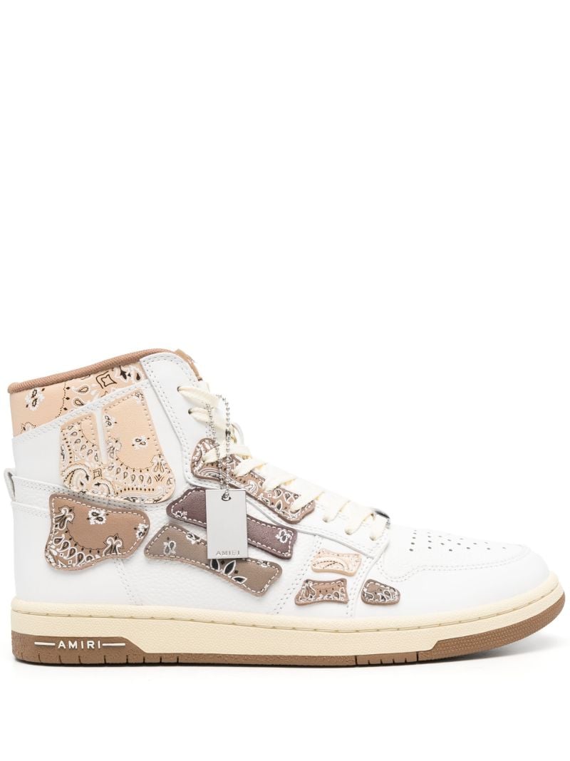 White Skel Top Hi Bandana Leather Sneakers