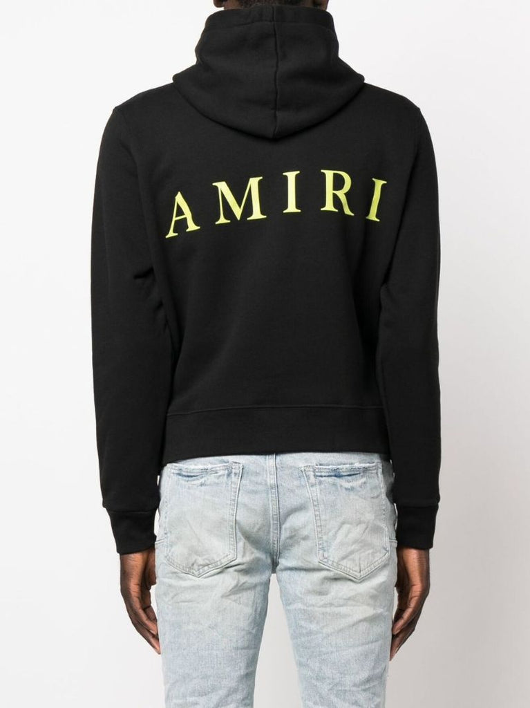 Black Logo Print Cotton Hoodie