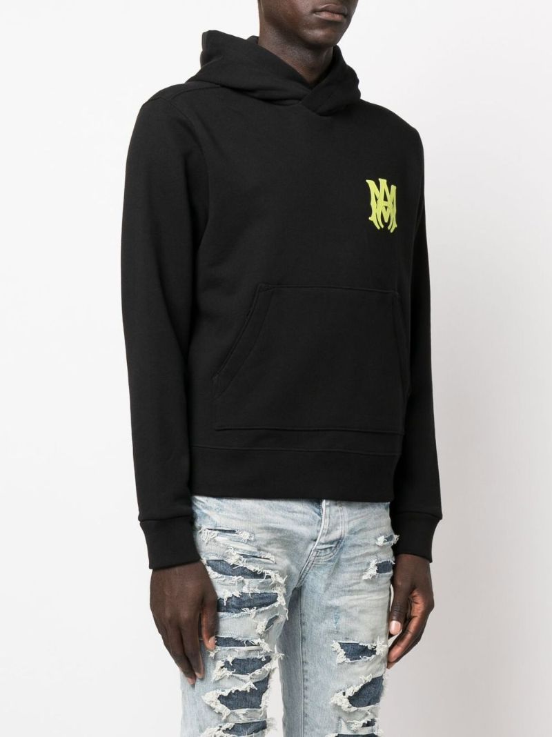 Black Logo Print Cotton Hoodie