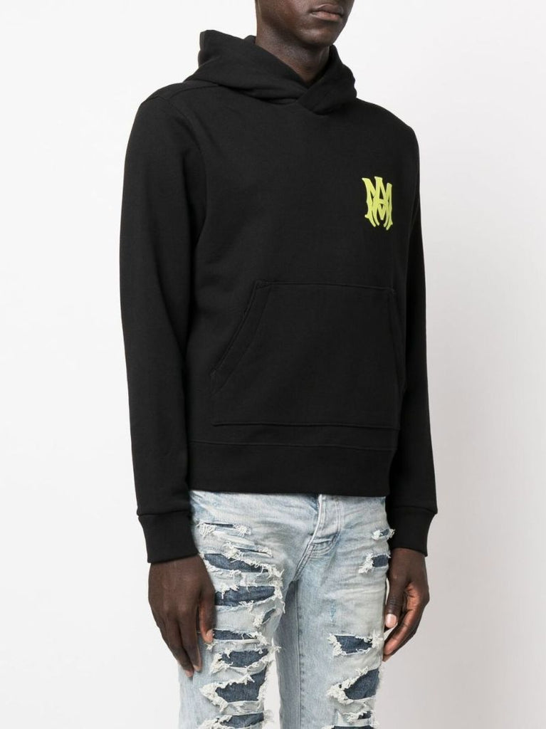 Black Logo Print Cotton Hoodie