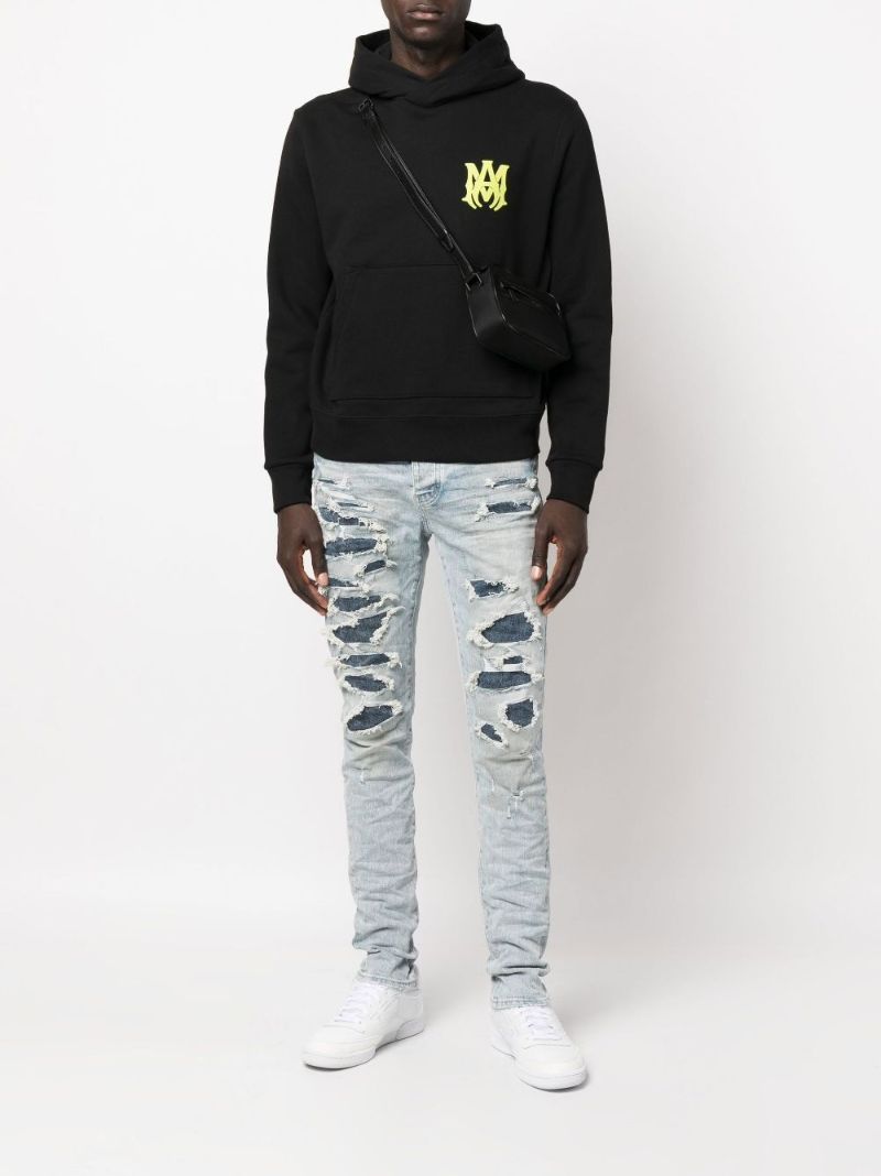 Black Logo Print Cotton Hoodie