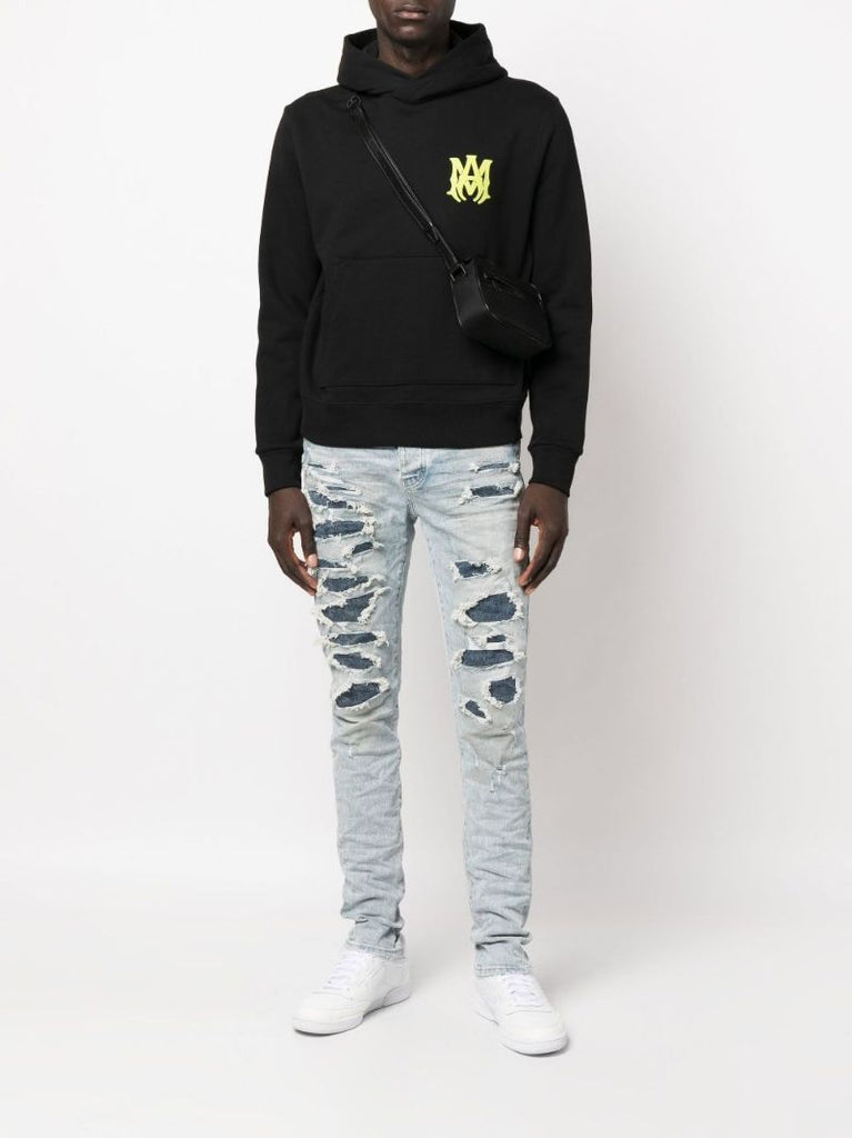 Black Logo Print Cotton Hoodie