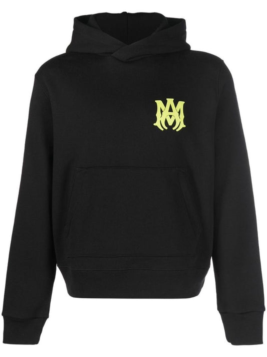 Black Logo Print Cotton Hoodie
