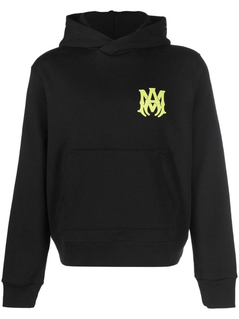 Black Logo Print Cotton Hoodie