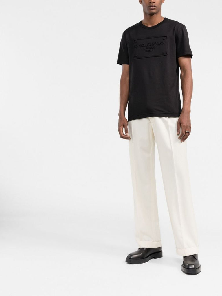 Black Embossed Logo Cotton T-shirt