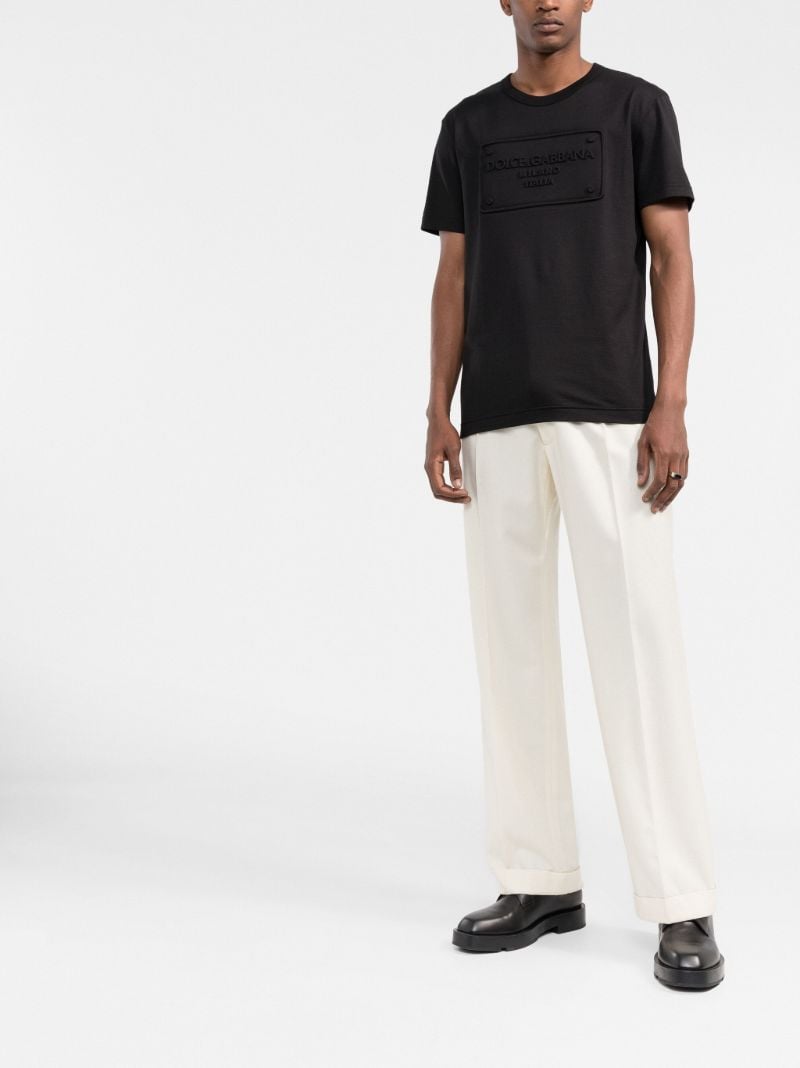Black Embossed Logo Cotton T-shirt