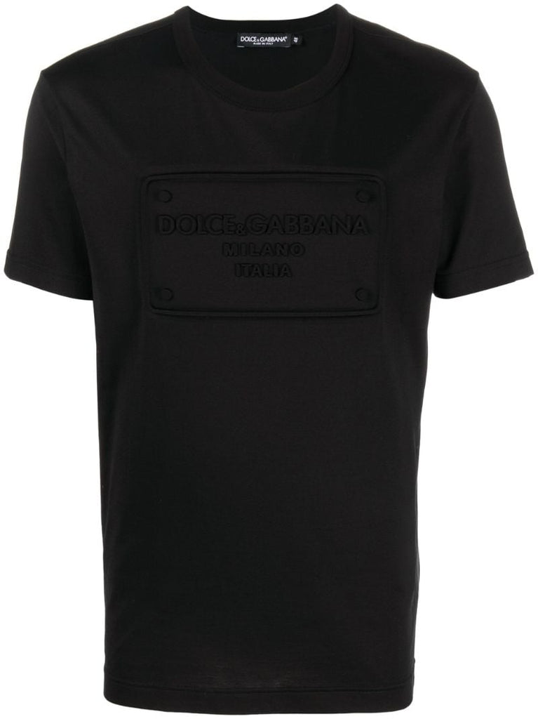 Black Embossed Logo Cotton T-shirt