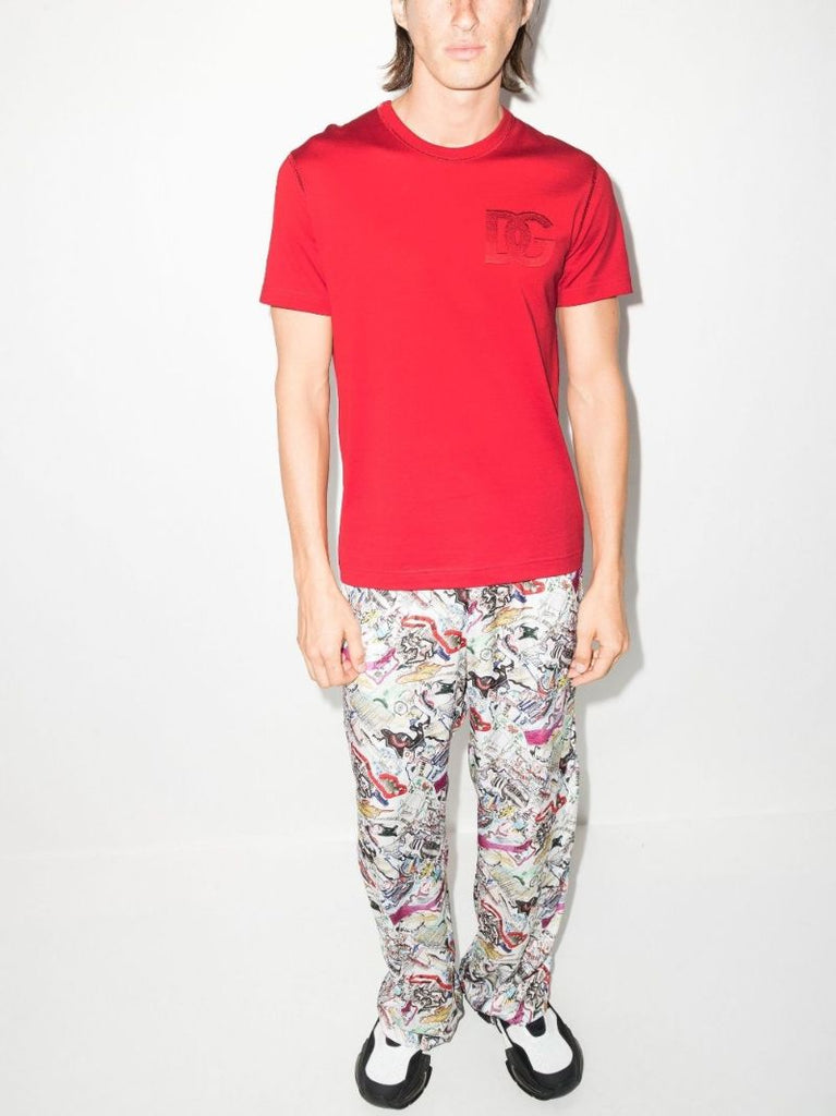 Red Embroidered Logo T-shirt