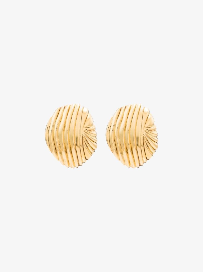 Gold Tone Oversized Groove Earrings