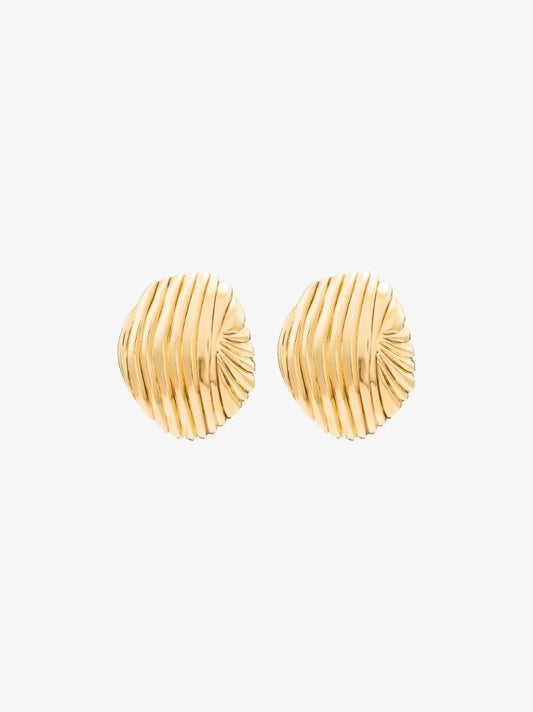 Gold Tone Oversized Groove Earrings