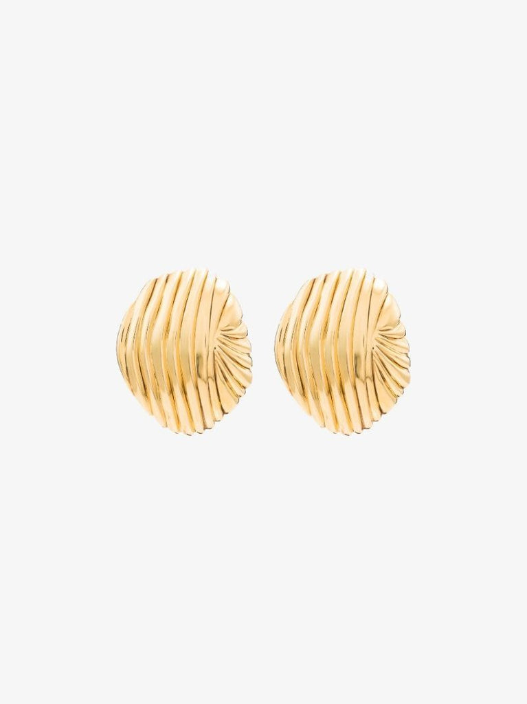 Gold Tone Oversized Groove Earrings