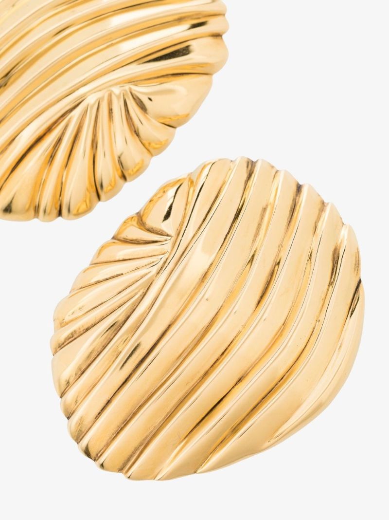 Gold Tone Oversized Groove Earrings
