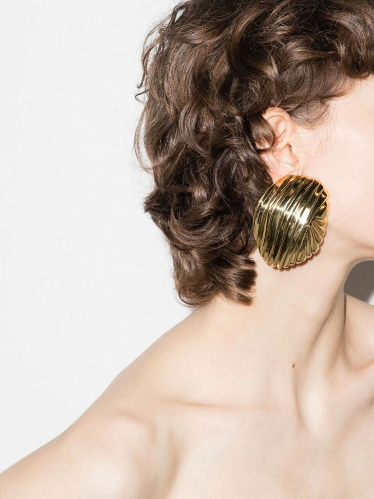 Gold Tone Oversized Groove Earrings