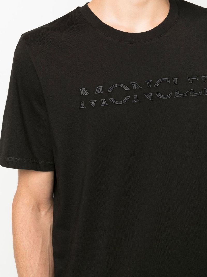 Black Logo AppliquÃ_x0083_Â© Cotton T-shirt