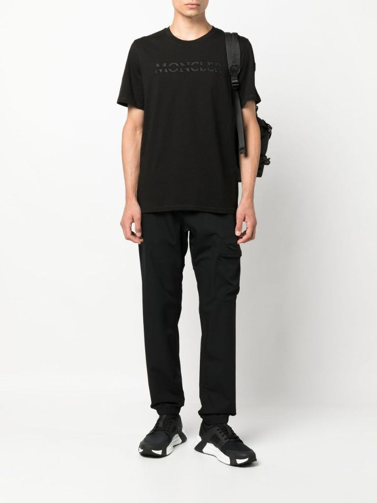 Black Logo AppliquÃ_x0083_Â© Cotton T-shirt