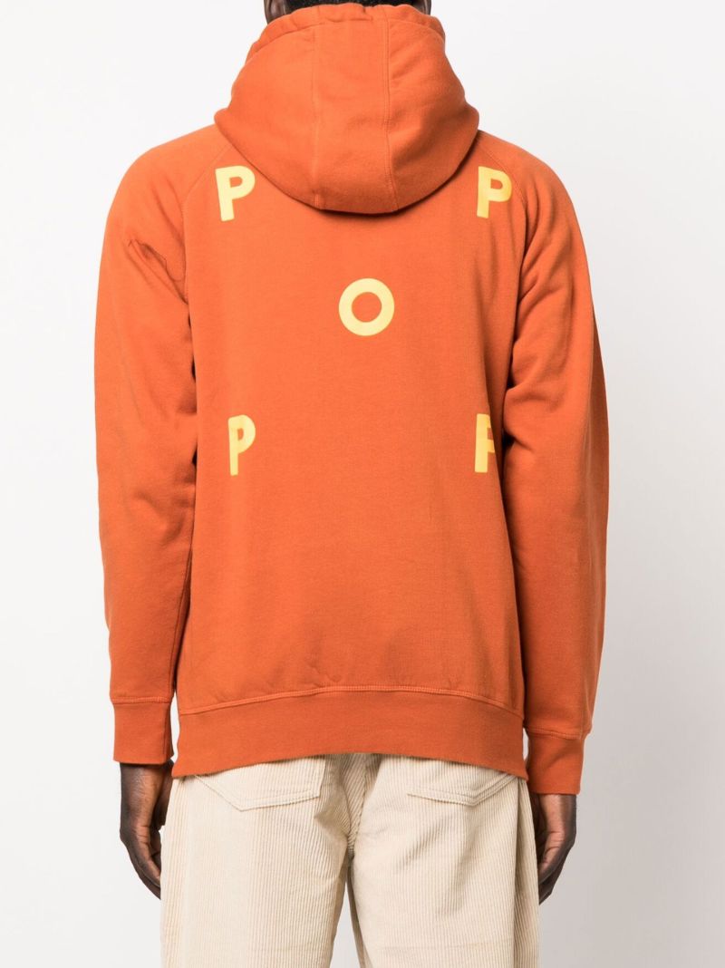 Orange Logo Cotton Hoodie