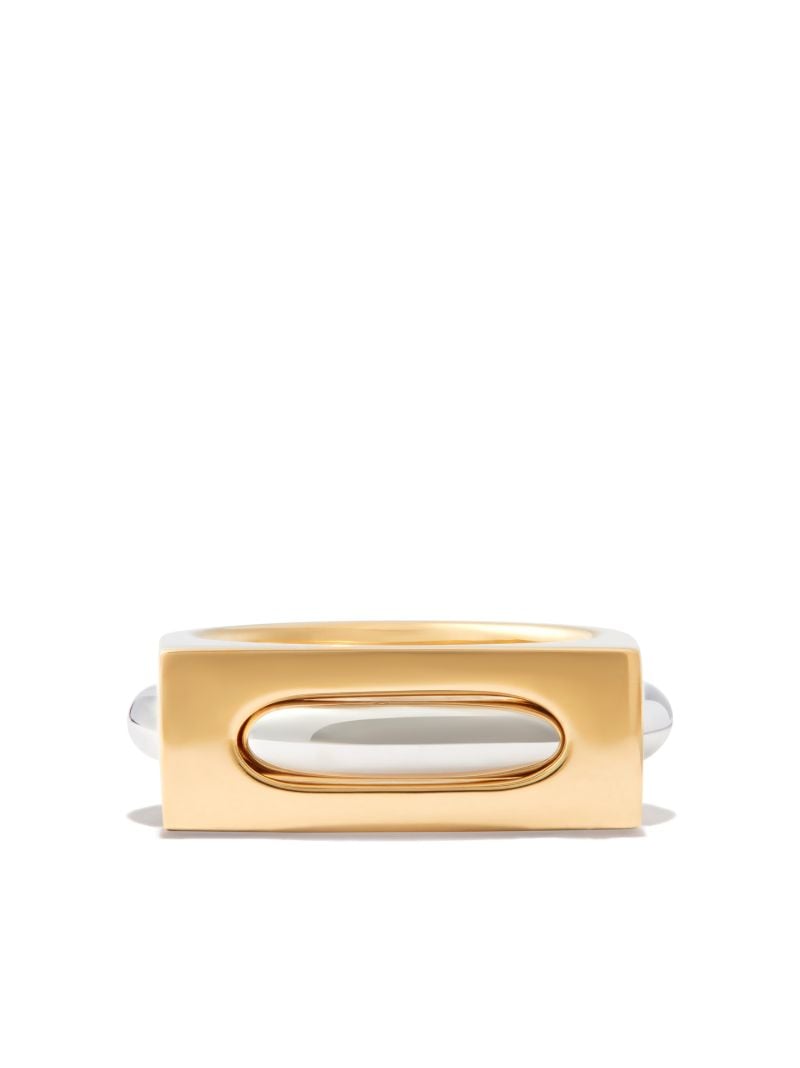 9k Yellow Gold and Sterling Silver Cage Ring