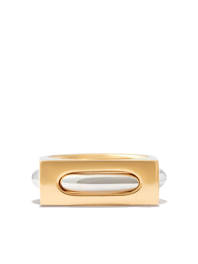 9k Yellow Gold and Sterling Silver Cage Ring
