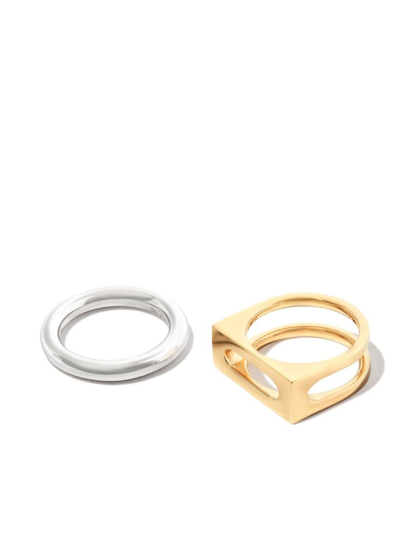 9k Yellow Gold and Sterling Silver Cage Ring