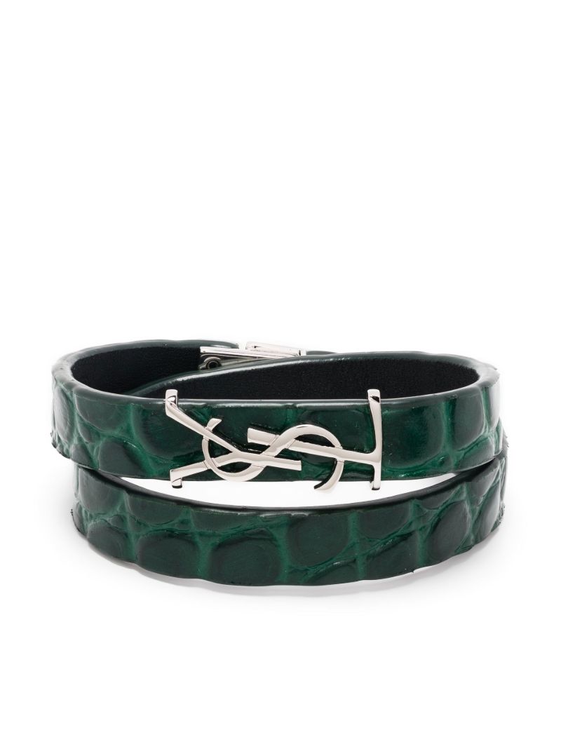 Green Opyum Double Wrap Leather Bracelet