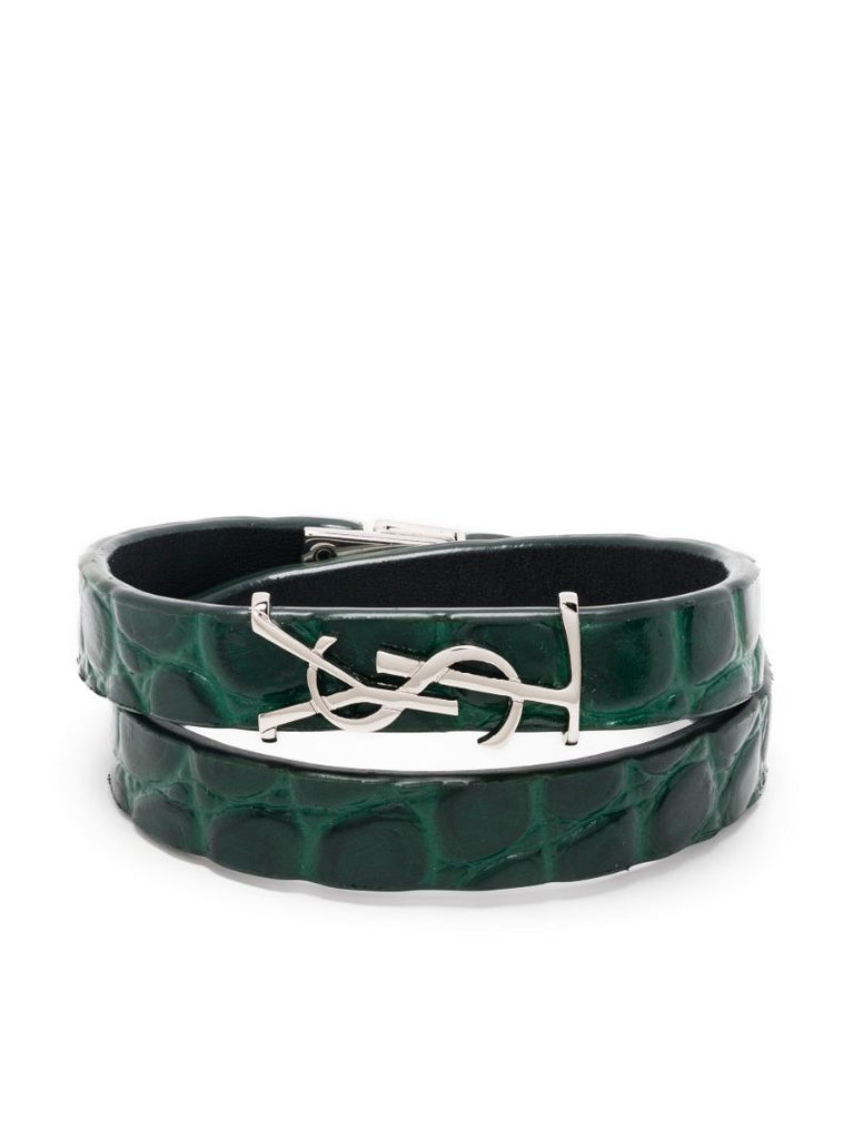 Green Opyum Double Wrap Leather Bracelet