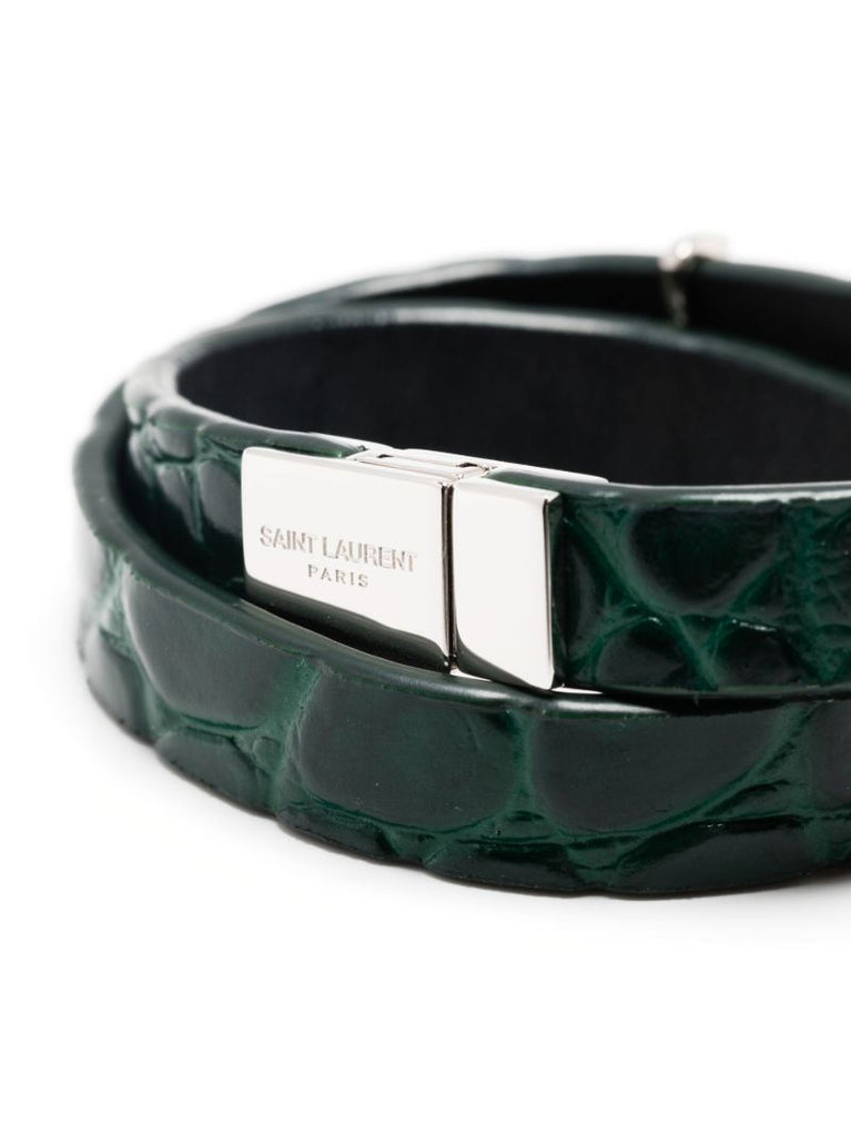 Green Opyum Double Wrap Leather Bracelet