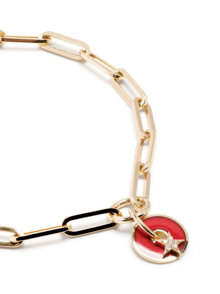 18k Yellow Gold Classic Fob Clip Chain Diamond Bracelet