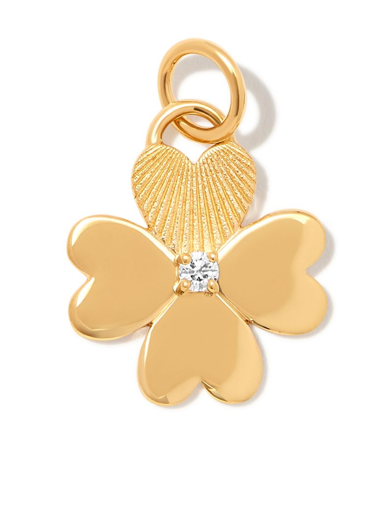 18k Yellow Gold Four Heart Clover Mini Diamond Charm