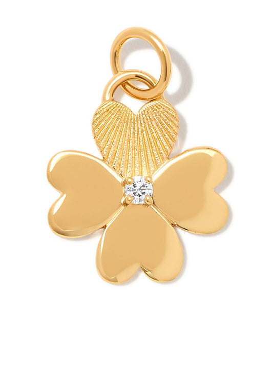 18k Yellow Gold Four Heart Clover Mini Diamond Charm