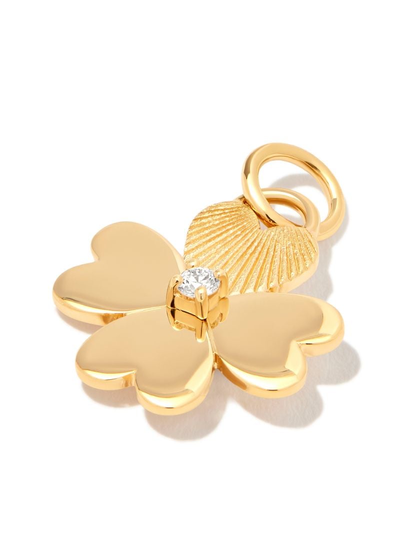 18k Yellow Gold Four Heart Clover Mini Diamond Charm