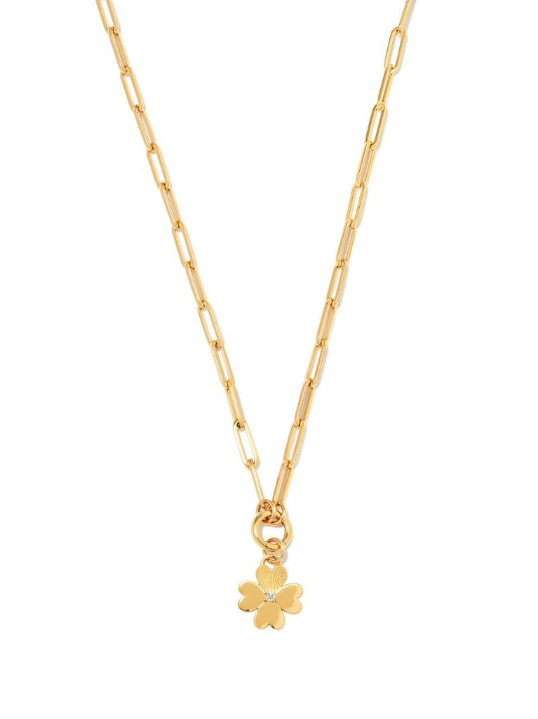 18k Yellow Gold Four Heart Clover Mini Diamond Charm