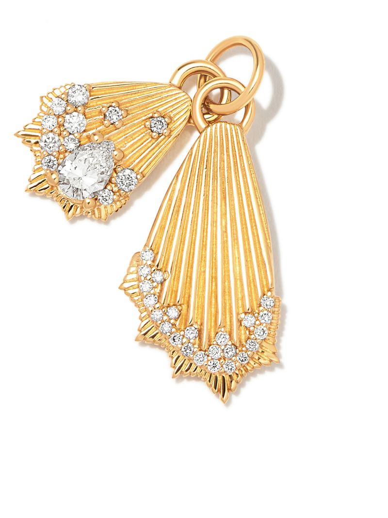 18k Yellow Gold Encrusted Butterfly Wings Miniature Charm