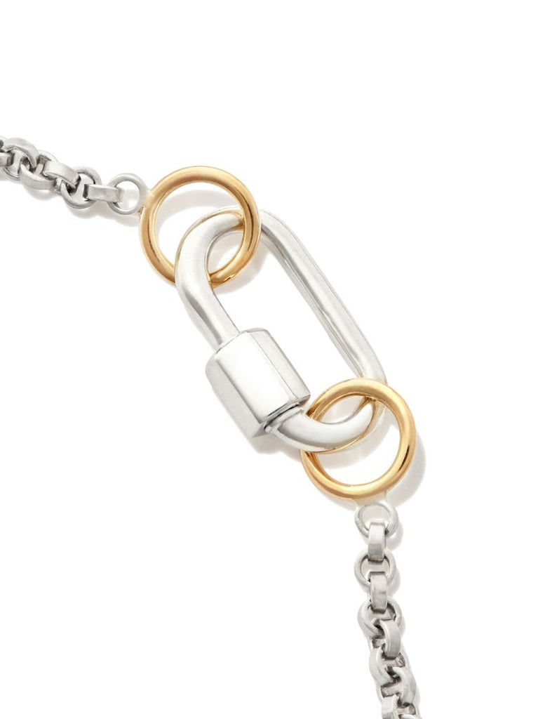 14k Yellow Gold and Sterling Silver Baby Lock Rolo Chain Bracelet