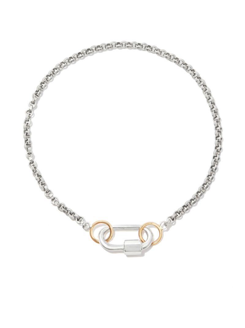 14k Yellow Gold and Sterling Silver Baby Lock Rolo Chain Bracelet