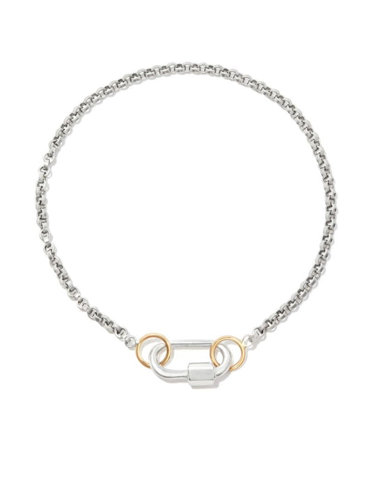 14k Yellow Gold and Sterling Silver Baby Lock Rolo Chain Bracelet