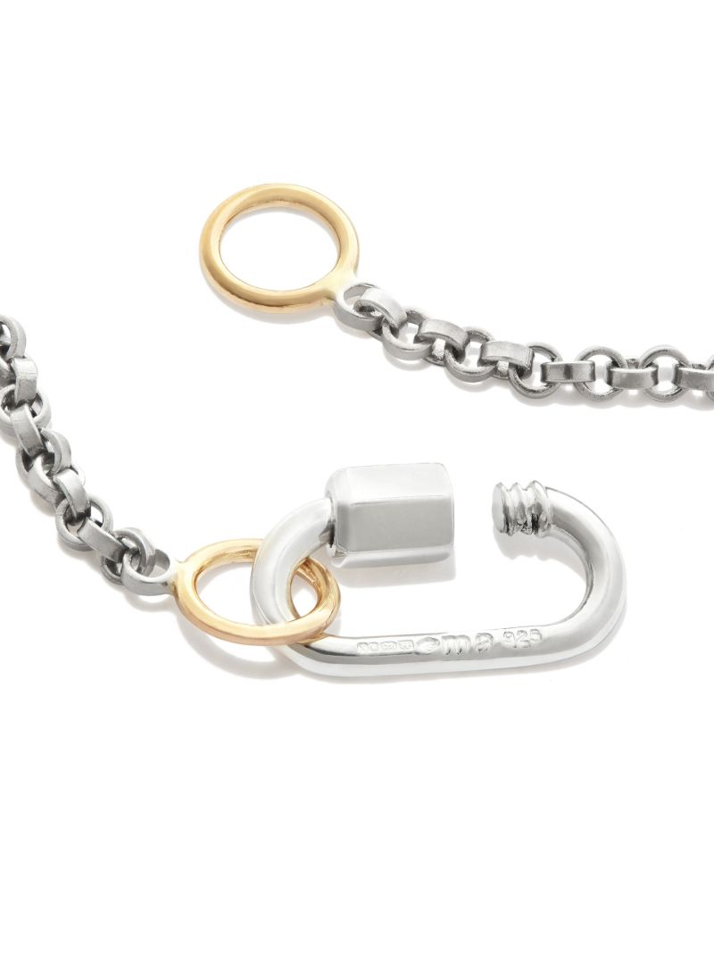 14k Yellow Gold and Sterling Silver Baby Lock Rolo Chain Bracelet