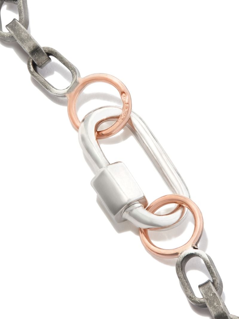14k Rose Gold and Sterling Silver Baby Lock Biker Chain Bracelet