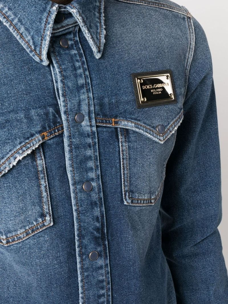Blue Distressed Denim Shirt