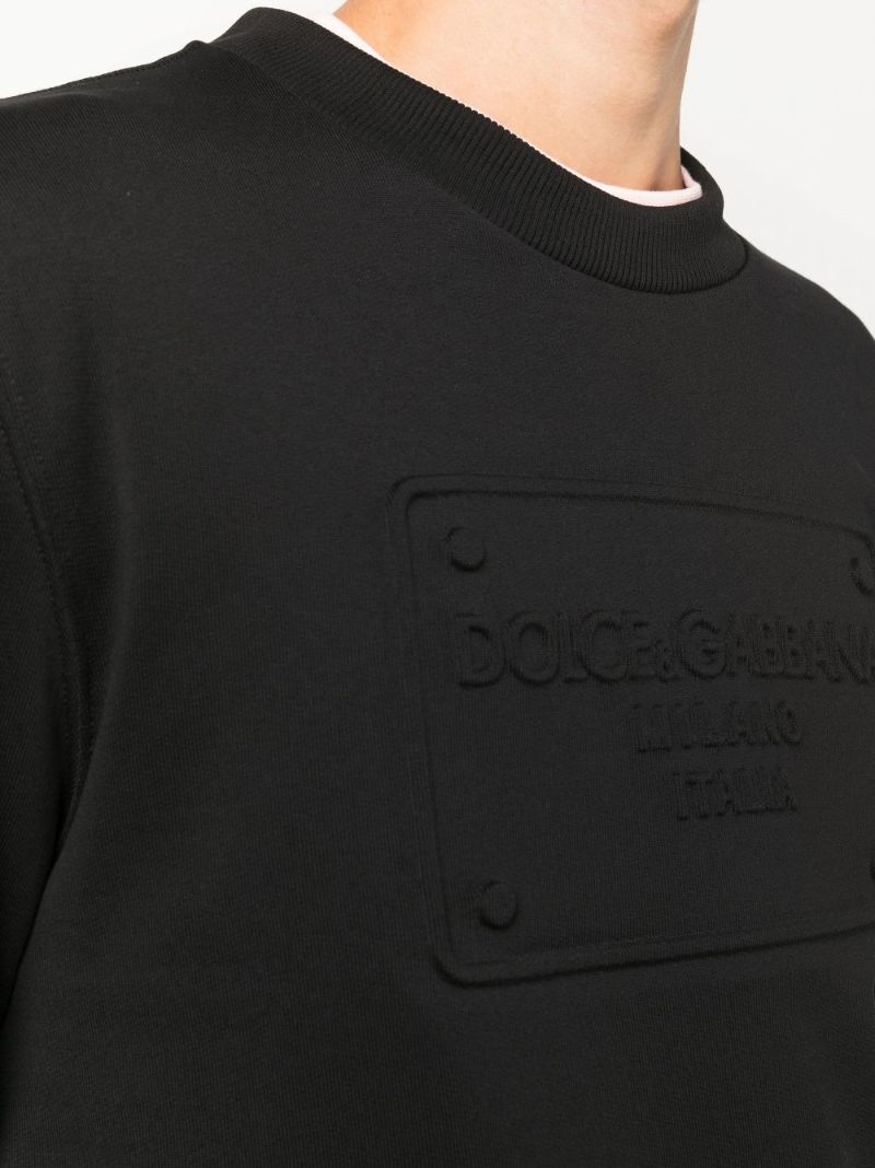 Black Logo-embossed Cotton Sweatshirt