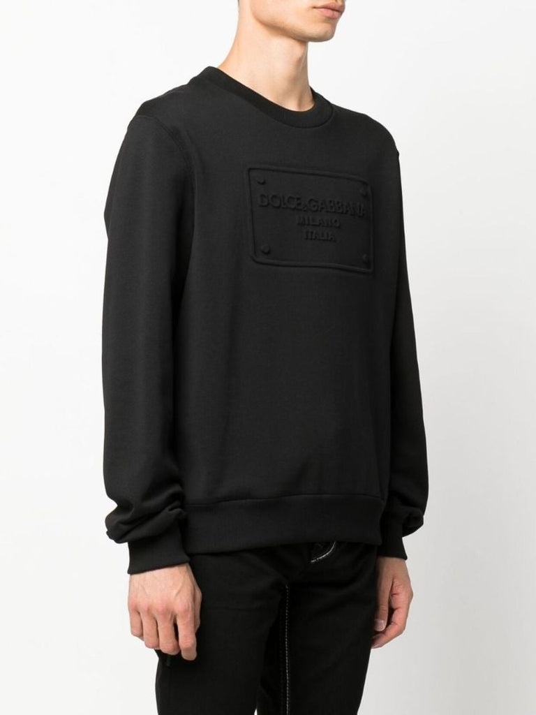 Black Logo-embossed Cotton Sweatshirt