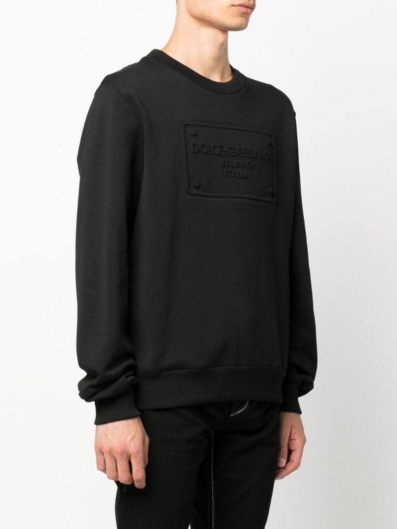 Black Logo-embossed Cotton Sweatshirt