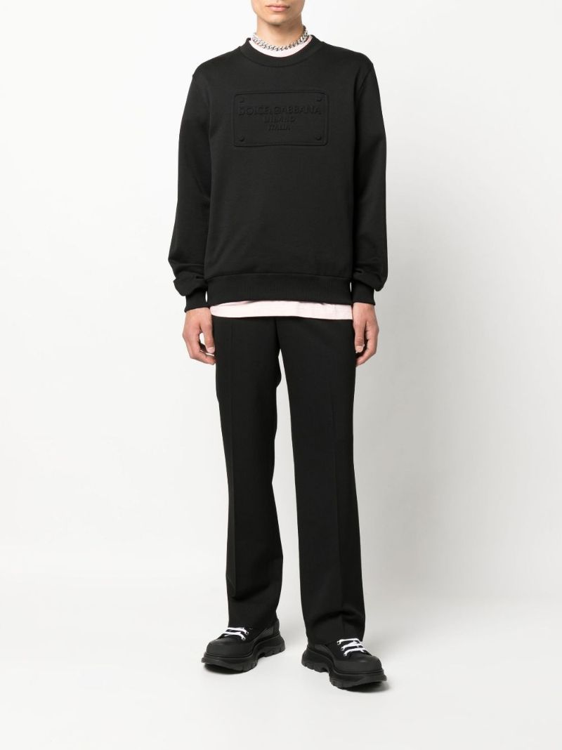 Black Logo-embossed Cotton Sweatshirt