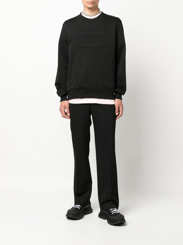 Black Logo-embossed Cotton Sweatshirt
