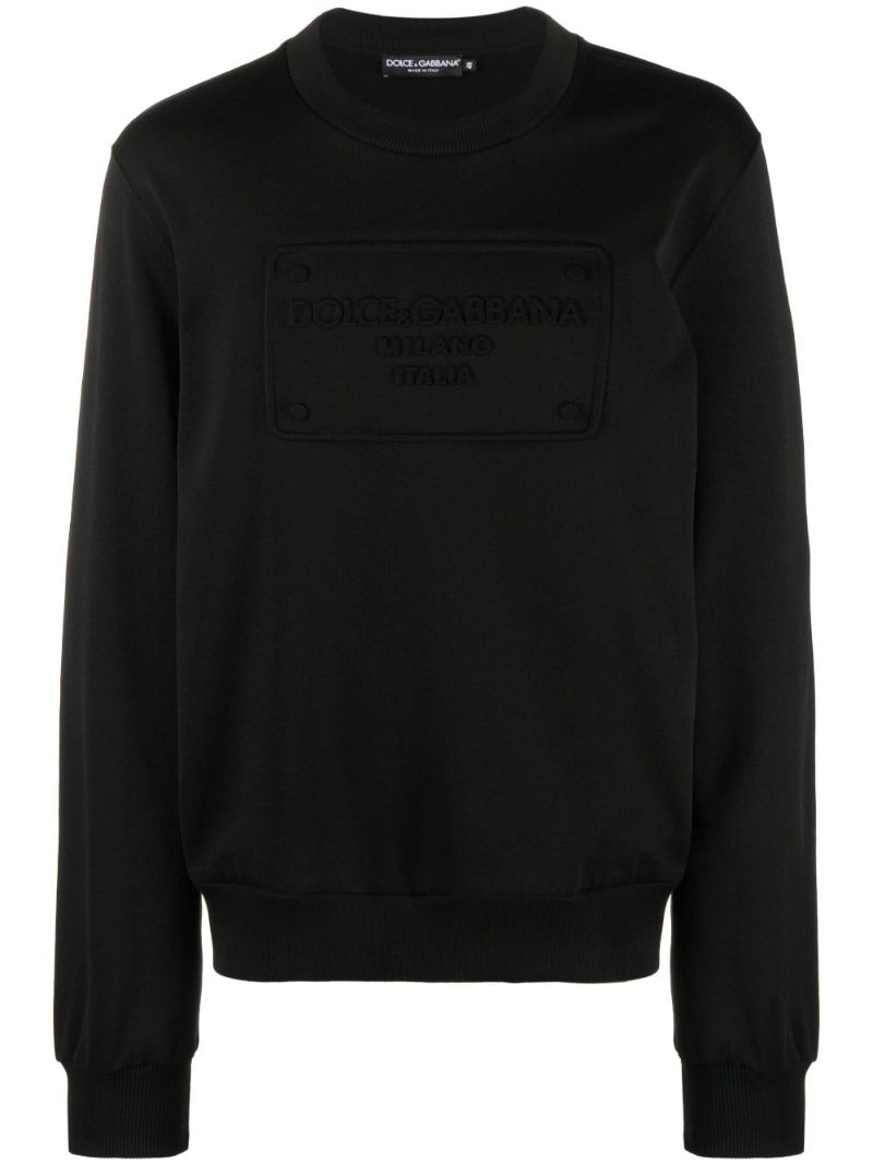 Black Logo-embossed Cotton Sweatshirt