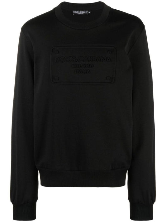 Black Logo-embossed Cotton Sweatshirt