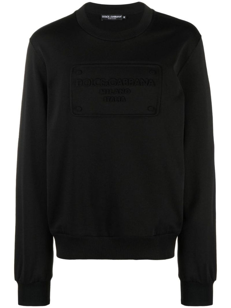 Black Logo-embossed Cotton Sweatshirt